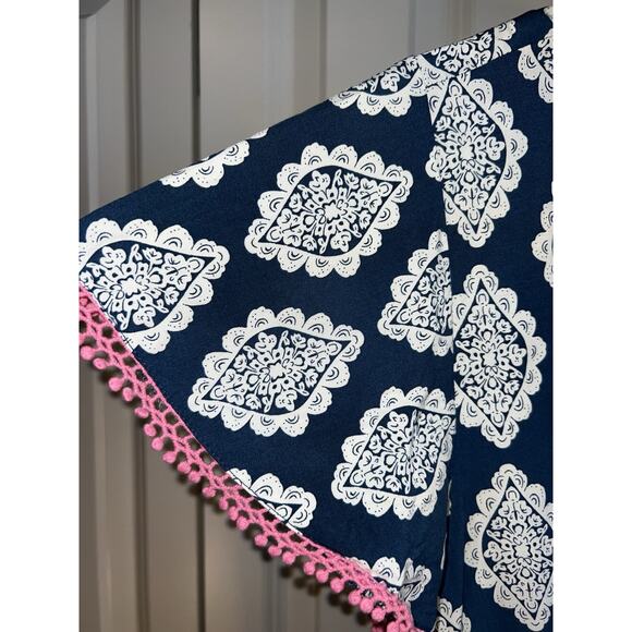 Matilda Jane Womens M On The Fringe Romper Navy and Pink Boho - Picture 4 of 12